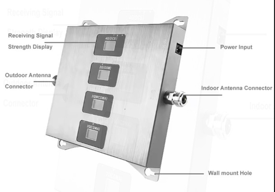 Buy Repeater CDMA GSM WCDMA DCS 2G 3G 4G Signal Booster 850 900 1800 2100 Mhz Quad Band Mobile Network Repeater online manufacture